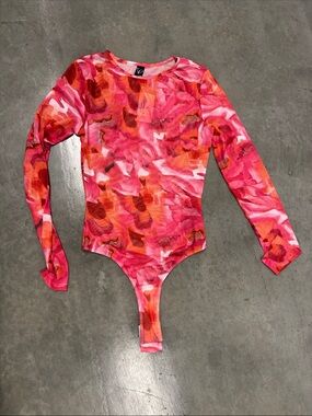 Windsor Kids Long-Sleeve One-Piece Swim in Pink & Orange Print